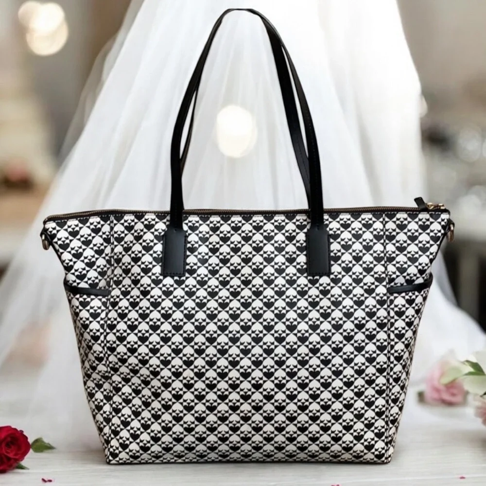 Kate Spade New York Adaira Baby Bag Penn Place Vinyl Black/White Print ♠️ - Picture 10 of 16